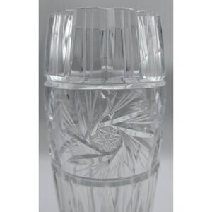Vintage Cut Crystal American Brilliant Period Style Barrel Vase Pinwheel 6 In.